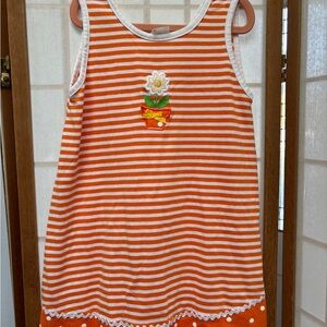Orange and White Striped Sleeveless Dress